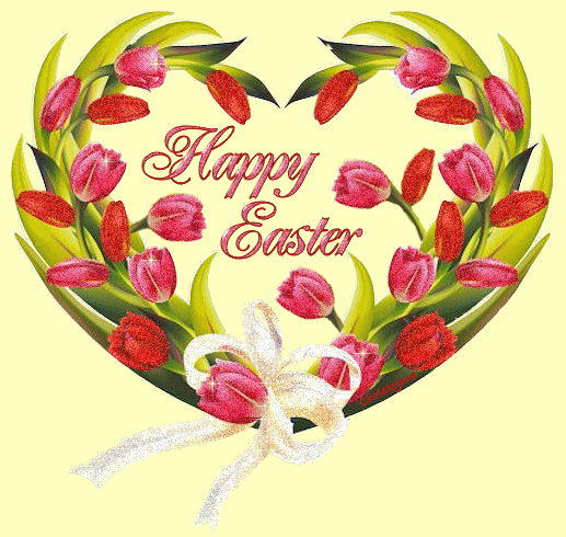 Happy Easter With Lovely Flowers