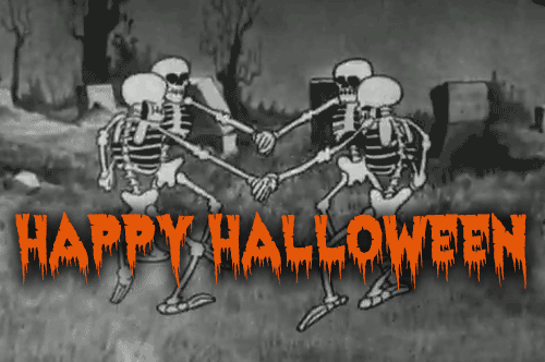 Happy Halloween skeletons dance