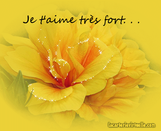 Je t'aime très fort avec fleur jaune