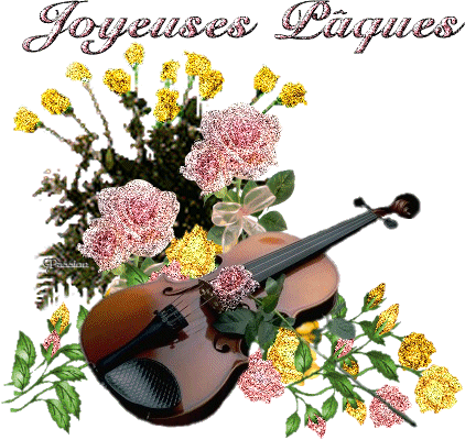 Joyeuses Pâques fleurs et violon