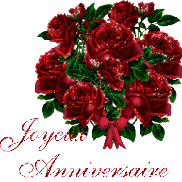 Joyeux Anniversaire avec des fleurs rouges scintillantes